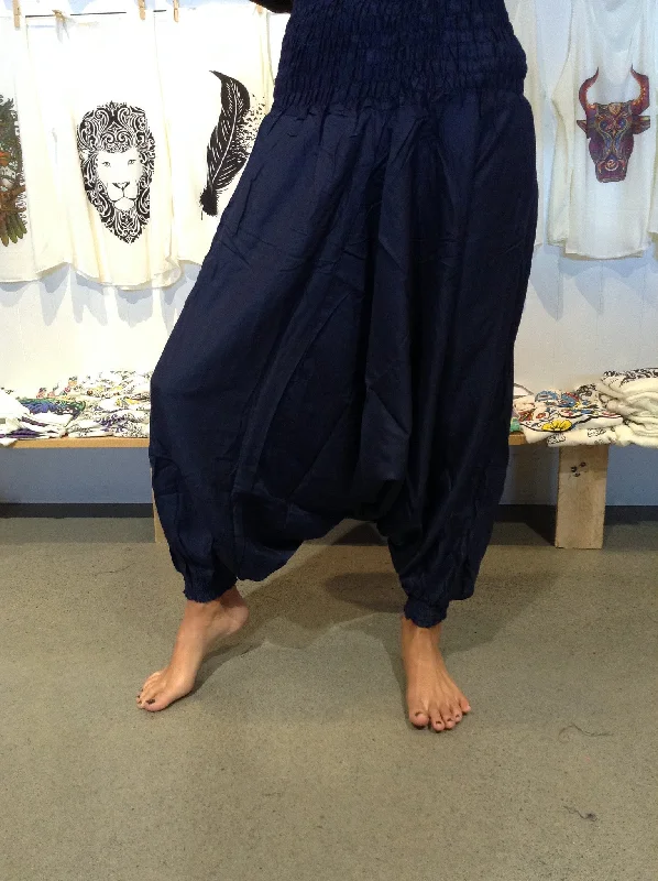 Plain Navy Harem Pants-Free Size