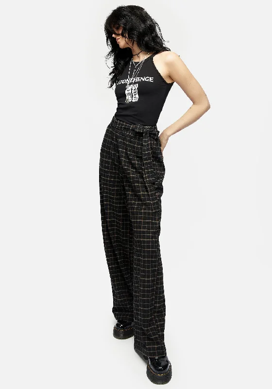 Ransom Tie Waist Check Trousers