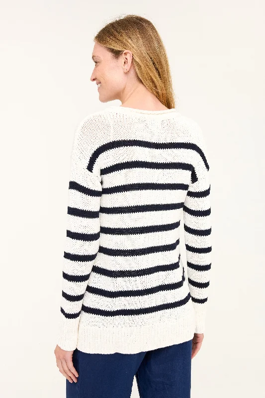 Relaxed Crew Sweater - Night Sky Stripe