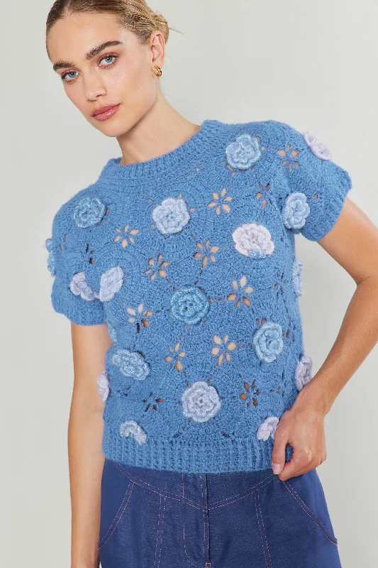 3D Floral Crochet Top