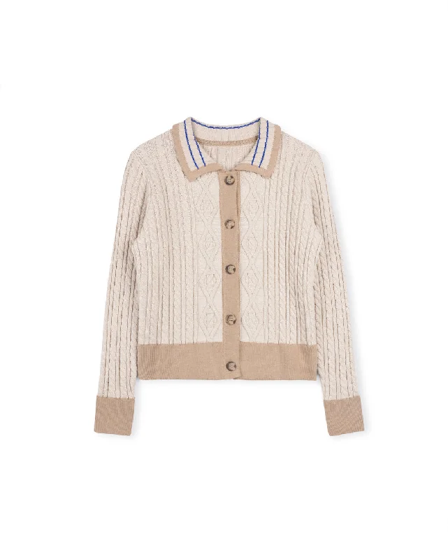 Trimmed Collar Knit Cardigan